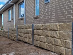 Concrete sleeper retaining wall, built in 2020
